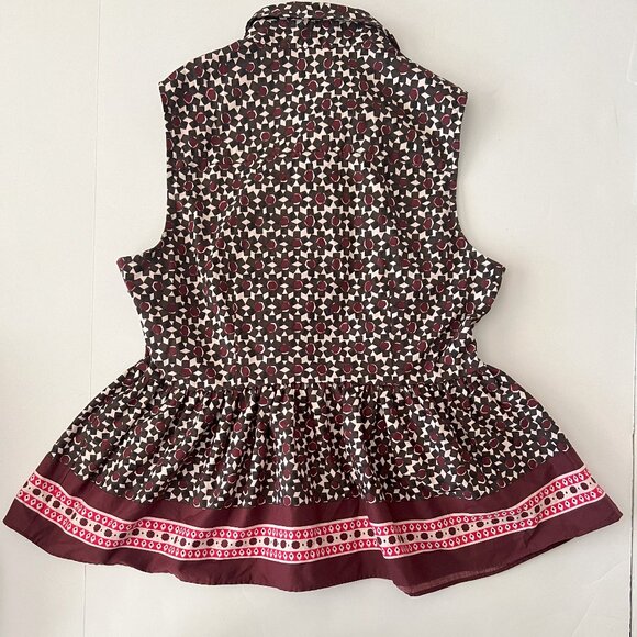 Kate Spade Peplum Top Large Sleeveless Rambling Roses Floral Tile - Picture 2 of 4